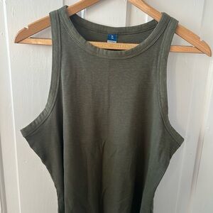 Old Navy Olive Ribbed High-Neck Tank Top